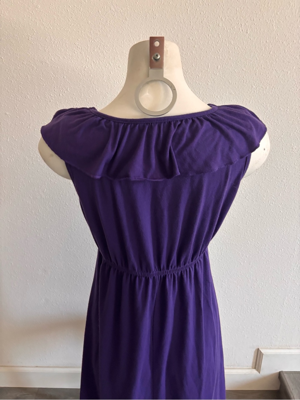 Purple Ruffle V-Neck Dress - Picture 3 of 4